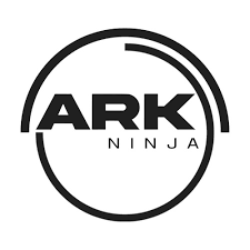 Logo of ARK Ninja, featuring bold black text "ARK" above the word "NINJA," enclosed within a circular design.