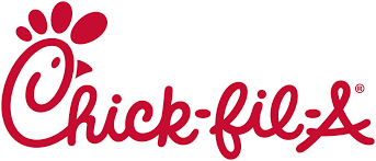Chick-fil-A logo featuring a stylized chicken and the brand name in red.